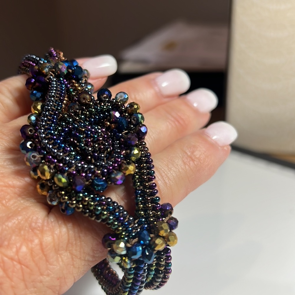 Beaded Bracelet Multi Color magnetic clasp